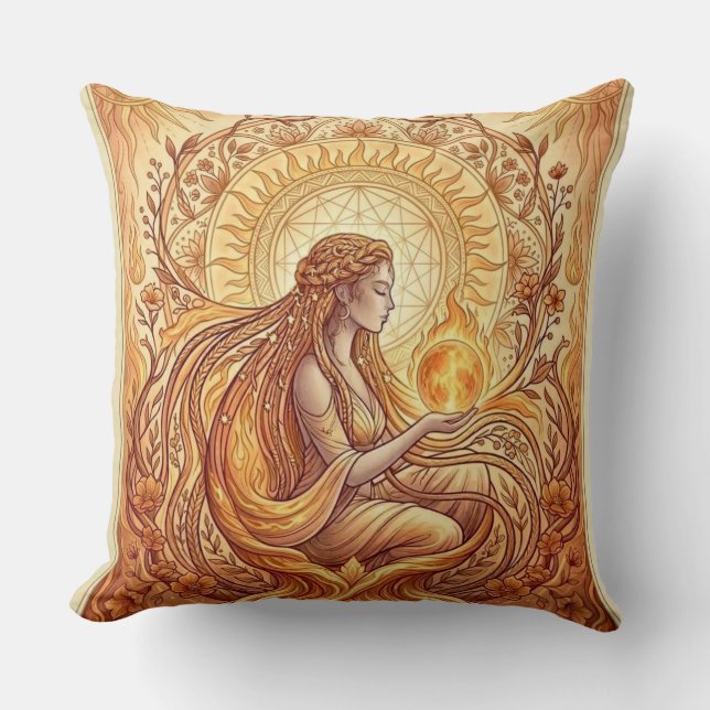 The Fire Priestess – Keeper of Inner Flame Cushion (Front)