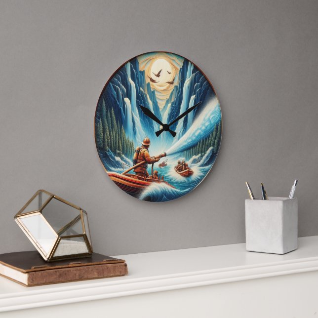 The firefighters loaded onto their boat large clock (Office)