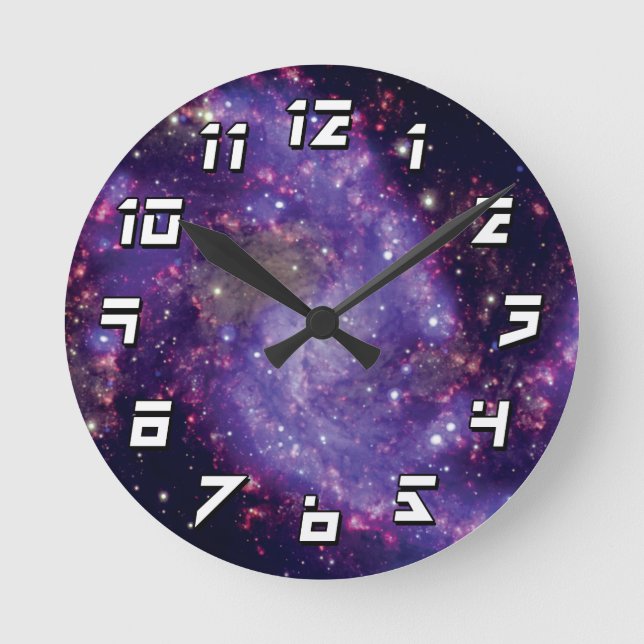 The Fireworks Galaxy Outer Space Photo Round Clock (Front)
