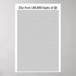 The first 100,000 digits of Pi Poster