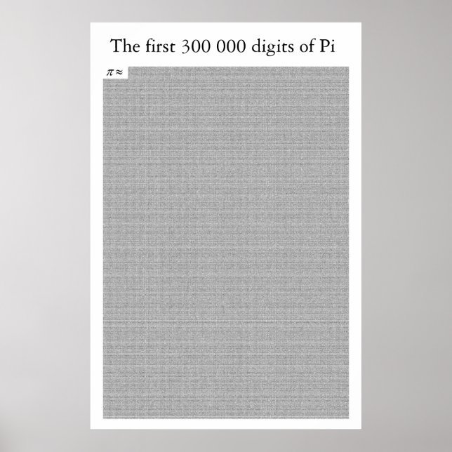 The first 300 000 digits of Pi Poster (Front)