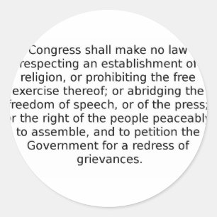 The First Amendment Classic Round Sticker