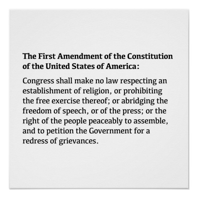 The First Amendment of the Constitution Poster (Front)