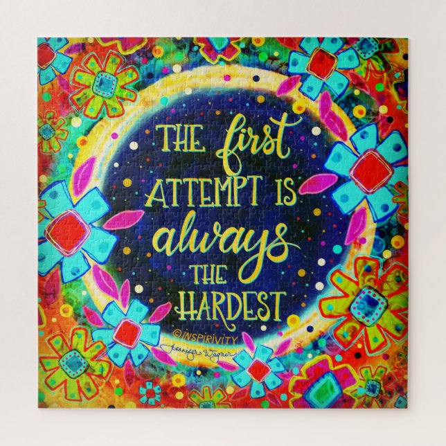 The First Attempt Quote Flowers Fun Inspirivity Jigsaw Puzzle (Vertical)
