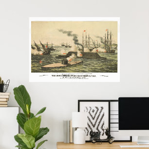 The First Battle Between Iron Ships of War 1862  Poster