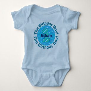 The First Birthday Boy Blue Circle T-Shirt Baby Bodysuit