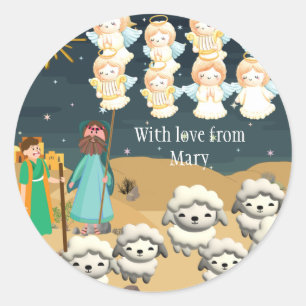 The first Christmas 3D The shepherds Classic Round Sticker