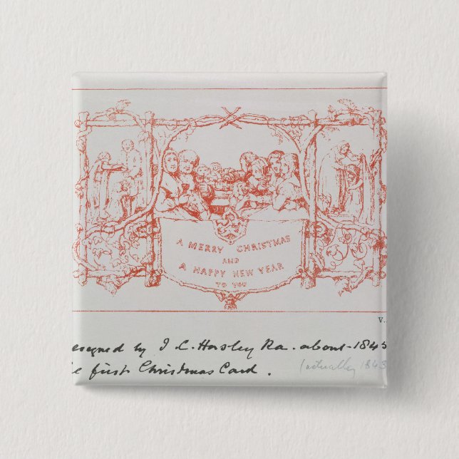 The first Christmas card, by J.C.Horsley, 1843 15 Cm Square Badge (Front)