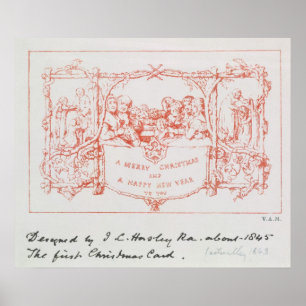 The first Christmas card, by J.C.Horsley, 1843 Poster