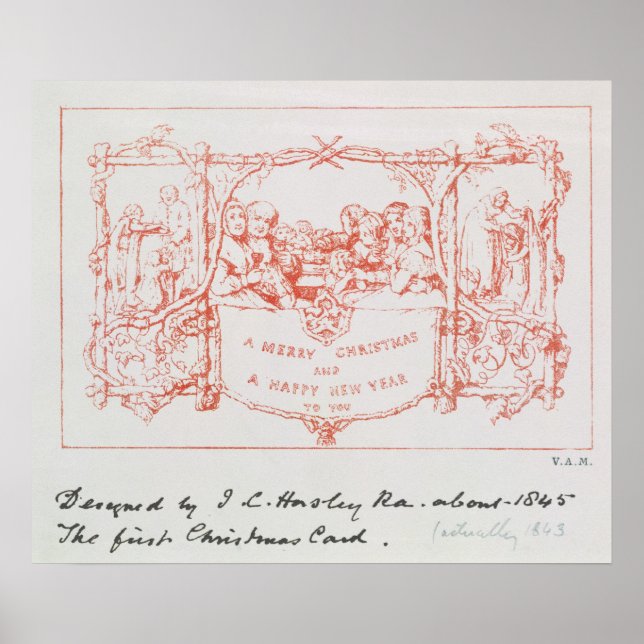 The first Christmas card, by J.C.Horsley, 1843 Poster (Front)