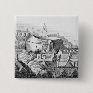The First Globe Theatre or Rose Theatre 15 Cm Square Badge