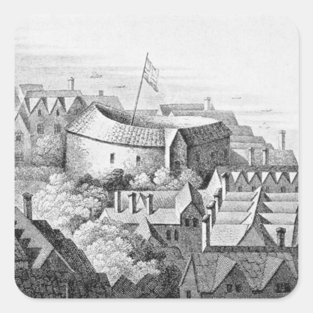 The First Globe Theatre or Rose Theatre Square Sticker (Front)