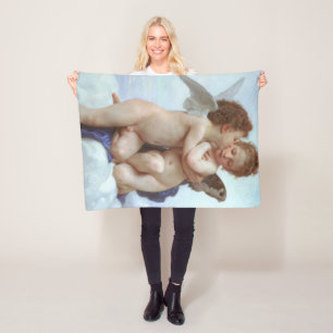 The First Kiss, Amor and Psyche, Bouguereau Fleece Blanket