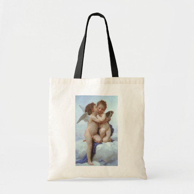 The First Kiss, Amor and Psyche, Bouguereau Tote Bag (Front)