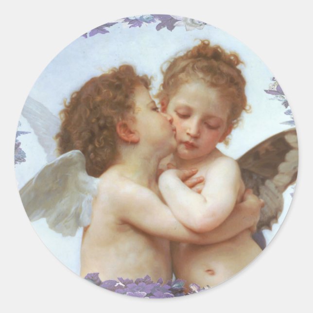 THE FIRST KISS, C.1873 William Bourgeau Classic Round Sticker (Front)