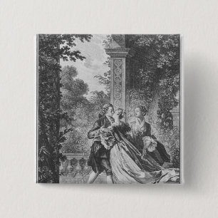 The first kiss of love 15 cm square badge