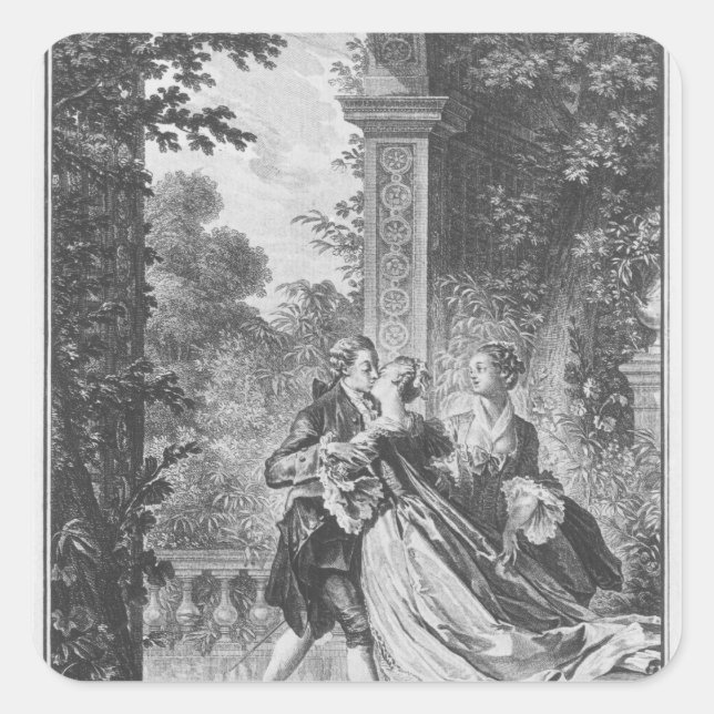 The first kiss of love square sticker (Front)