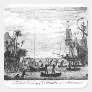 The First Landing of Columbus at America Square Sticker