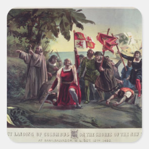 The First Landing of Columbus Square Sticker