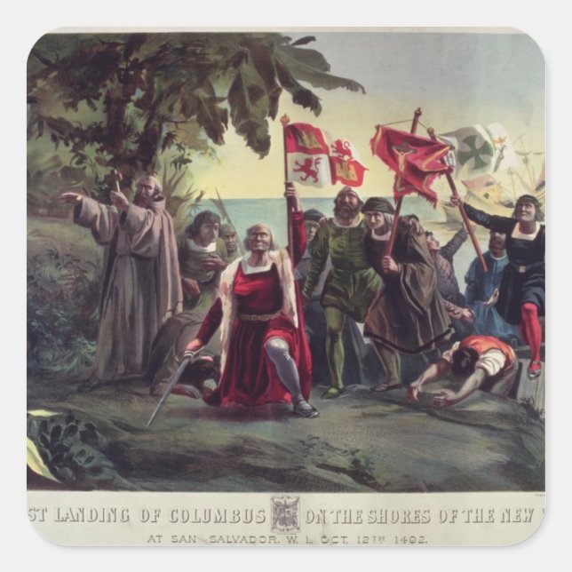 The First Landing of Columbus Square Sticker (Front)