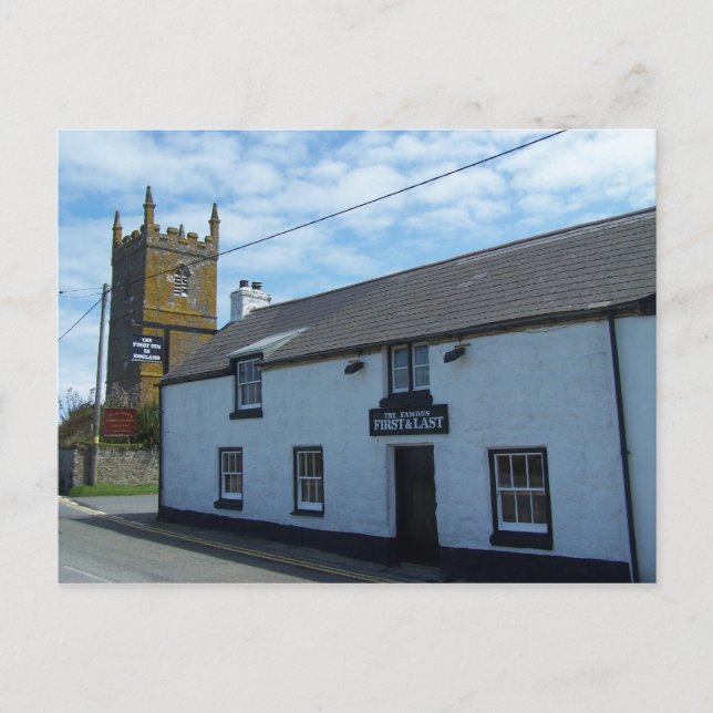 The First & Last Pub in England, Sennen, Cornwall. Postcard (Front)