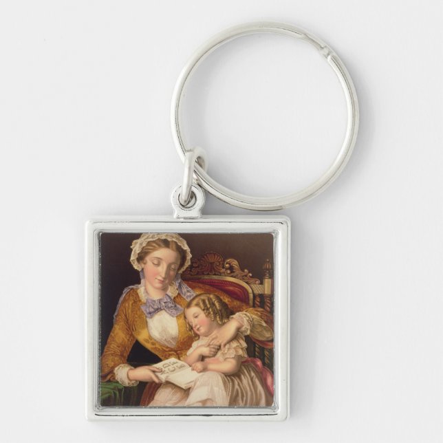 The First Lesson, pub. by Baxter, 1855 (print) Key Ring (Front)