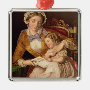 The First Lesson, pub. by Baxter, 1855 (print) Metal Ornament