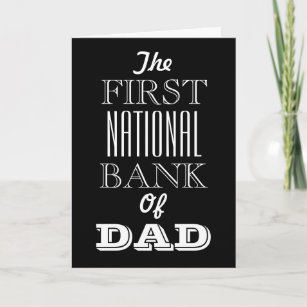 The First National Bank of Dad Father's Day Thank You Card