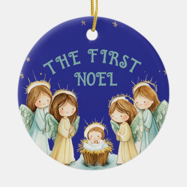 The First Noel Angels Ceramic Ornament (Front)