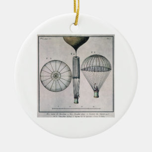 The First Parachute Descent by Andre-Jacques Garne Ceramic Ornament