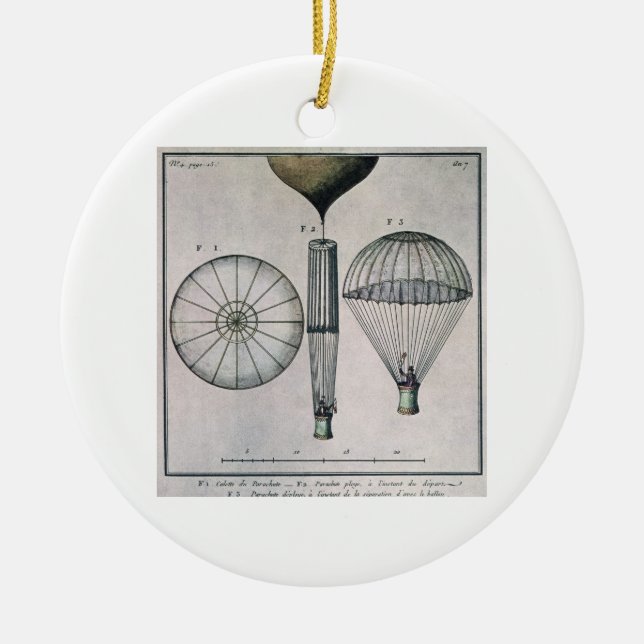 The First Parachute Descent by Andre-Jacques Garne Ceramic Ornament (Front)