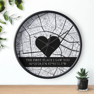 The First Place I Saw You Map Custom Coordinates Clock