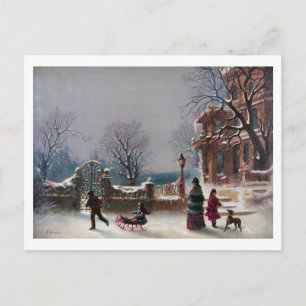 The First Snow Christmas scene Holiday Postcard