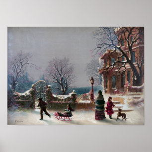 The First Snow Christmas scene Poster