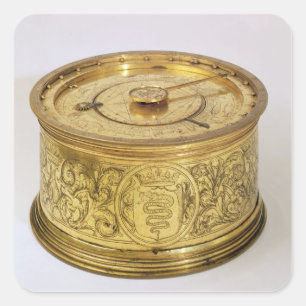 The first spring driven clock with fusee, 1525 square sticker