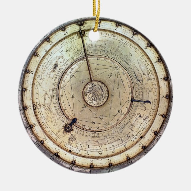 The first spring driven clock with fusee, view of ceramic ornament (Front)