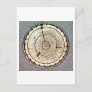 The first spring driven clock with fusee, view of postcard