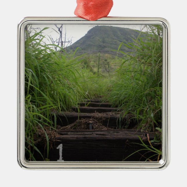The first step invites hikers up Koko Crater Metal Ornament (Front)