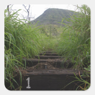 The first step invites hikers up Koko Crater Square Sticker