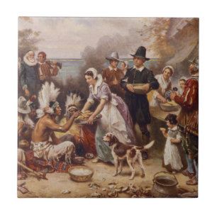 The first Thanksgiving 1621 c.1932 Ceramic Tile