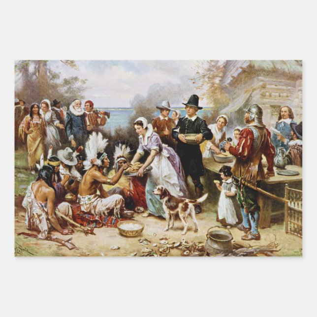 The First Thanksgiving, 1621, Wrapping Paper Sheet (Front 3)