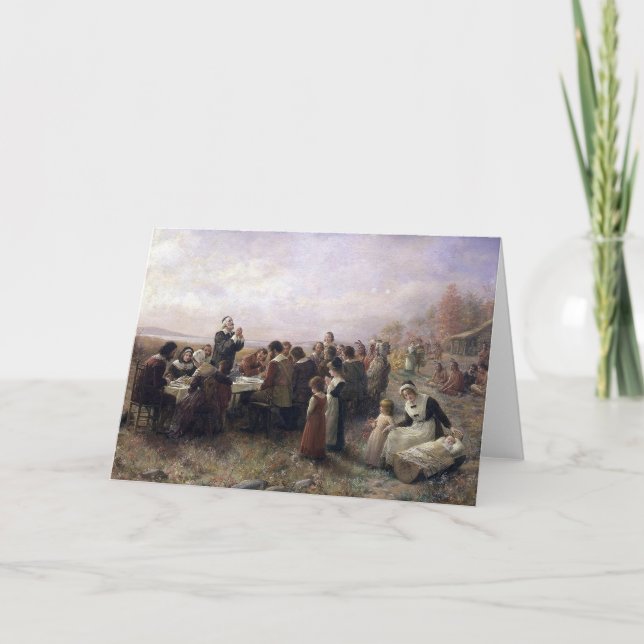 The First Thanksgiving at Plymouth by Brownscombe Holiday Card (Front)