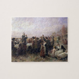 The First Thanksgiving at Plymouth by Brownscombe Jigsaw Puzzle