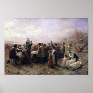The First Thanksgiving at Plymouth by Brownscombe Poster