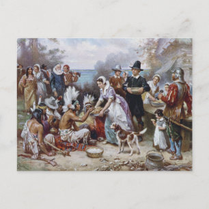 The First Thanksgiving by Jean Ferris c. 1912 Holiday Postcard