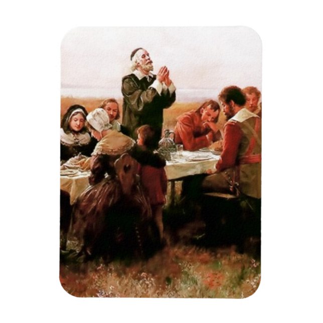 The First Thanksgiving in Plymouth. Fine Art Magnet (Vertical)