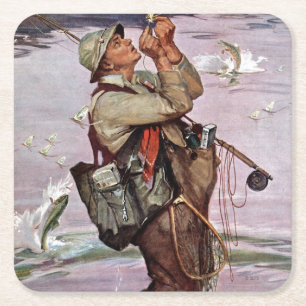 The Fish are Jumping Square Paper Coaster