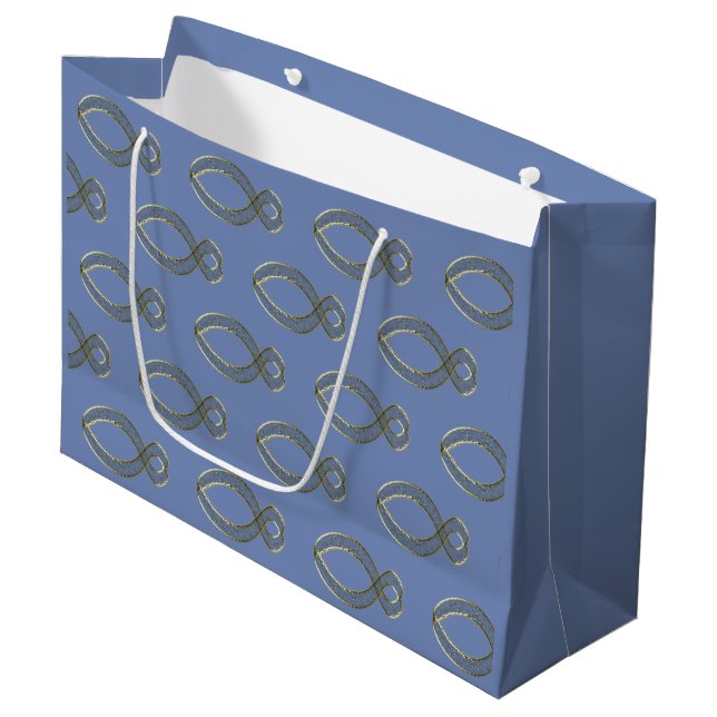 The Fish  Christian symbol. Large Gift Bag (Front Angled)