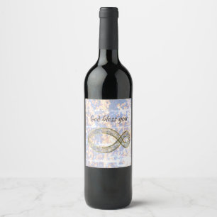 The Fish  Christian symbol. Wine Label