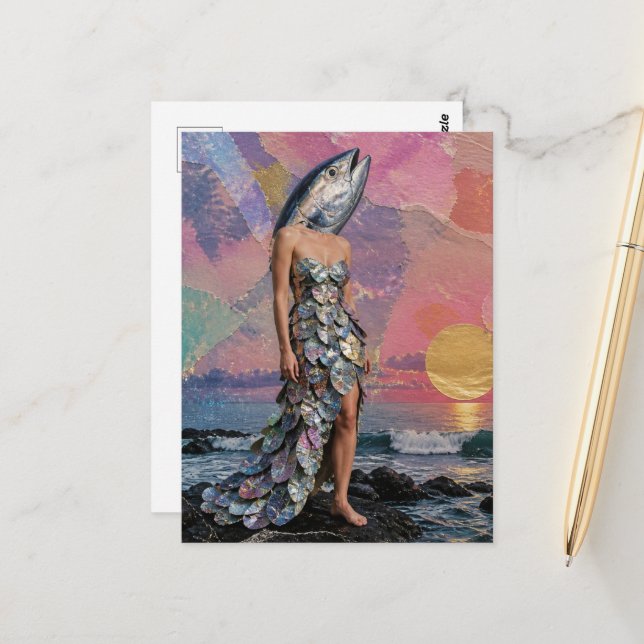 The Fish Lady Collage Postcard (Front/Back In Situ)